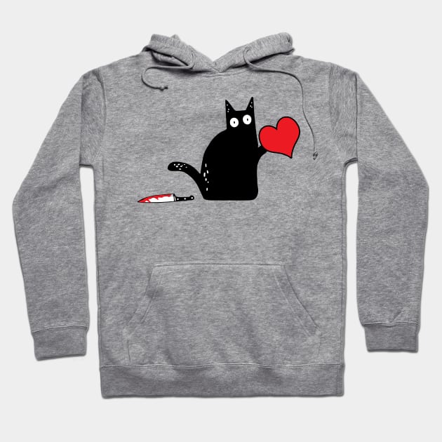 Black cat murderous with heart Hoodie by salah_698